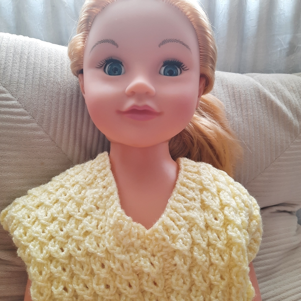 Pastel Yellow Crocheted Sweater Vest Toddler 2T - Picture 3 of 6